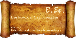 Berkovics Szilveszter névjegykártya